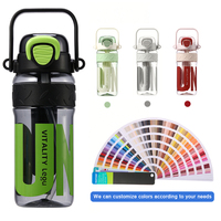 Botella de Agua Deportiva de Gran Capacidad, Moderna, Personalizada, Libre de BPA, Ecológica, Material Tritan, con Pajita, para Viajes
