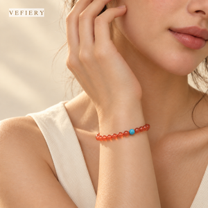 Natural Red Agate Turquoise Mixed Beaded Stretch <b>Bracelet</b> with Decorative Accents <b>for</b> <b>Women</b> Jewelry Wholesale - Product Image 2