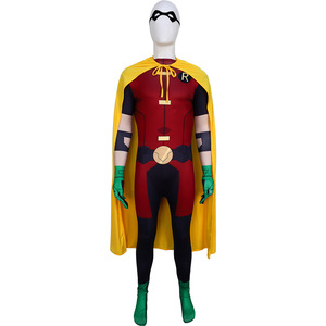 Disfraz de Robin de Teen Titans, Traje Completo con Capa y Máscara, Poliéster, para Mayores de 14 Años, para Eventos de Cosplay de Anime - Product Image 5