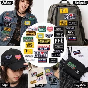 Patch brodé thermocollant ou à coudre, avec texte mixte, citation drôle 'Boss Lady Good Vibes Artist Savage', vente en gros - Product Image 6
