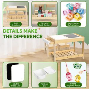 2 Lưu Trữ Thùng Nghiên Cứu Bảng Trẻ Em Phòng Ngủ Bằng Gỗ Hộp Cát Nước Cảm Giác Chơi Ks Hoạt Động Bảng Với Bìa Cho Phòng Chơi - Product Image 5