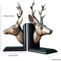 Tête de cerf rustique personnalisée en résine fin de livre moderne Antique cerf supports décoratifs pour étagère décor pour bureau mariage