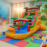 Tobogán Acuático Inflable Comercial DolphinToboggan para el Verano, Tobogán Acuático Inflable con Diseño de Palmera de 18 OZ