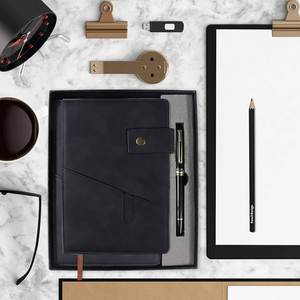 A5 Lined Leather Journal <b>Notebook</b>,Hardcover Journal Set with Pen and Gift Box 100gsm Thick Ruled Paper Daily <b>Diary</b> for Men Women - Product Image 6