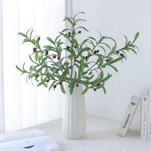 Rama de olivo artificial con frutos y hojas verdes, 4 ramas de flores de seda de plástico para decoración del hogar y accesorios de boda - Product Image 2