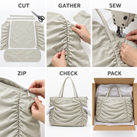 Sac fourre-tout en polyester grande capacité personnalisé pour les trajets quotidiens, avec design plissé et longues poignées d'épaule