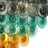 Lustre suspendu de luxe en verre de Murano multicouche carré doré pour plafond haut, idéal pour salon et projets hôteliers