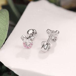 Dylam New Arrival Hypoallergenic Nickel Free 925 Sterling <b>Silver</b> Kid Children 5A CZ Cubic Zirconia Tiny Mouse <b>Stud</b> <b>Earrings</b> - Product Image 5