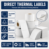 Stiker Label Perekat Termal Tahan Lama 40x60mm, Daya Rekat Kuat, Ramah Lingkungan, Label Barcode untuk Produk