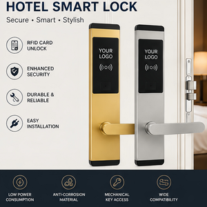 Serrure de porte électronique à carte RFID en alliage de zinc avec logo personnalisé OEM pour hôtel, appartement, maison d'hôtes, motel - Product Image 1