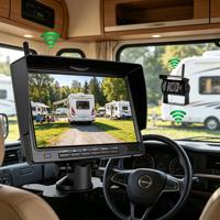 Système de caméra sans fil pour camion à double canal de 7 pouces, vision nocturne IR AHD 1080P, pas de câblage nécessaire pour semi-remorque et équipement lourd