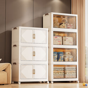 8094-4 Standard prix de gros <span class=keywords><strong>portable</strong></span> pliable clair armoire collations poupée articles divers boîte de rangement en plastique avec roues de couvercle - Product Image 1