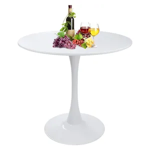 2024 vendita calda all'ingrosso Nordic Morden bianco nero MDF in legno PP Top facile installare tulipano personalizzato piccolo tavolo da pranzo rotondo