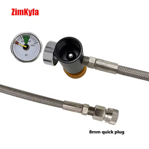 Kit adaptateur de remplissage d'air CO2 HP avec tuyau tressé de 10 pouces, manomètre 3000 psi ou 5000 psi, coupleur 8 mm compatible avec réservoir G1/2-14 - Product Image 2