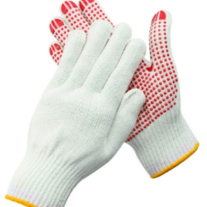Guantes de Trabajo Negros con Puntos, Económicos, de PVC y Algodón Tejido, para Protección de Manos en la Construcción - Product Image 3