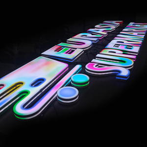 Acrylic signage hiệu ứng năng động LED chữ cái hiệu ứng ánh kim ngoài trời dấu hiệu RGB thay đổi màu sắc 3D Logo ánh sáng hiệu ứng vẫy - Product Image 5
