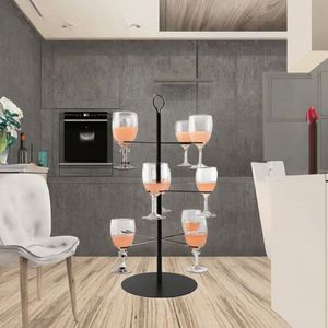 Cocktail <b>Tree</b> <b>Stand</b> 3-Tier Rotating 12-wine Holder Black Iron Art Deco Design for Tower Display Wedding Party Bar Events - Product Image 2