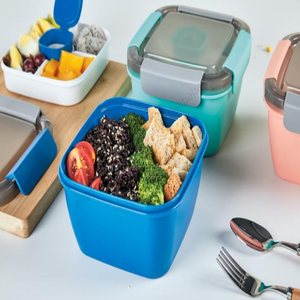 Lonchera Bento Grande de Doble Nivel Aislada y Portátil Syh668, Tazón para Ensalada con Cuchara-Tenedor, Contenedor de Plástico para Almacenamiento de Alimentos - Product Image 3