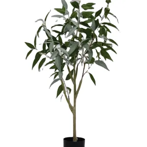 Eucalipto artificial 4ft 120cm plantas de eucalipto artificiais grandes árvores artificiais plantas de seda para decoração de casa interior