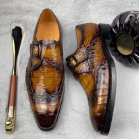 Chaussures formelles de luxe faites à la main pour hommes chaussures de marque en cuir de crocodile véritable chaussures habillées de bureau de haute qualité pour hommes