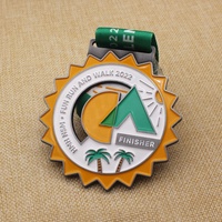 Livraison rapide personnalisée Antique Nickel 21K Run Finisher Médaille Dog Tag Médaille avec drapeau américain