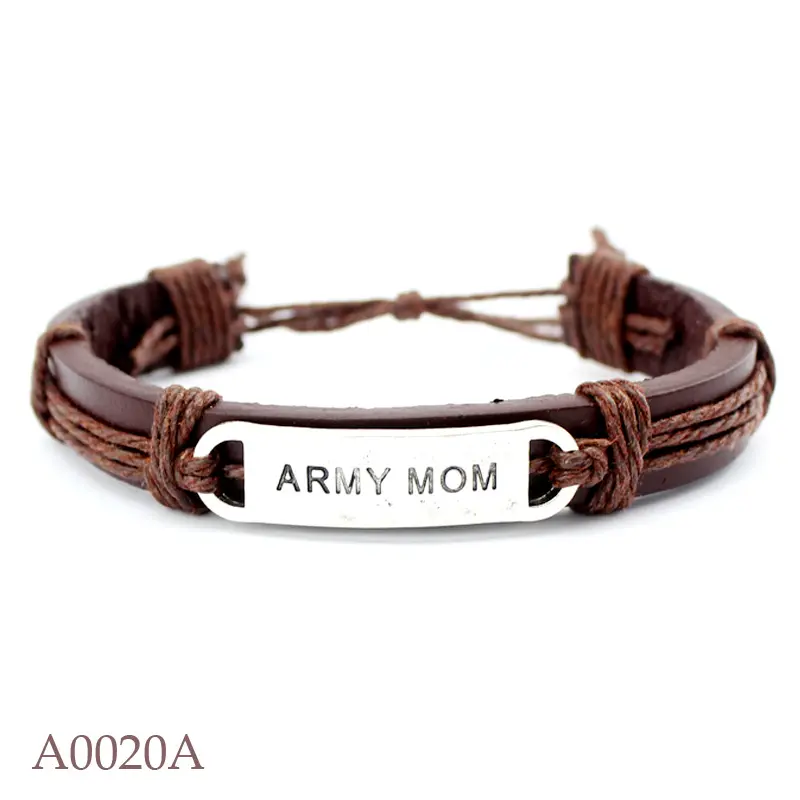 Bracelet en cuir véritable Army Mom
