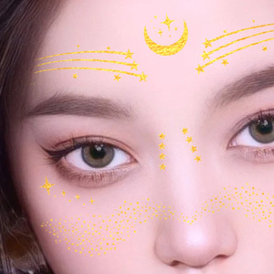 Adesivi per Trucco Jiangmei Little Stars, Effetto Lentiggini 3D, Tatuaggio Temporaneo <span class=keywords><strong>con</strong></span> Stampa Dorata per Feste in Maschera, 150x105mm, 1pz/opp - Product Image 4