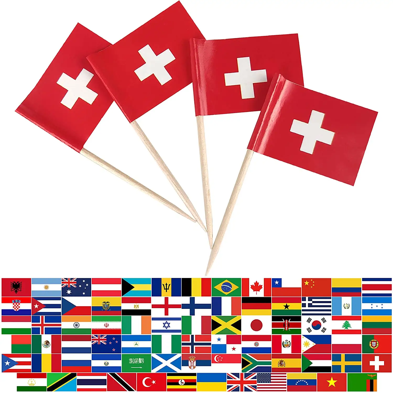 جديد مخصص سويسرا مسواك العلم السويسري واختيار العلم السويسري عصا صغيرة كب كيك زينت