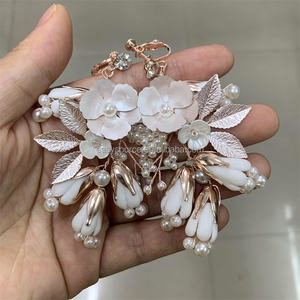 RE4666 Pendientes de Novia de Porcelana con Flores y Perlas, Pendientes de Boda para Mujer, Joyería para Vestido de Fiesta - Product Image 5