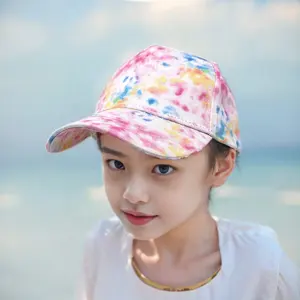 Cute Baby Toddler Kids Tie Dye Baseball Cap Colourful Hat For Girls Pink 6 Panels Cotton Adjustable Hat Wholesale Gorras