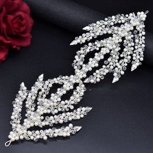 Serre-tête de mariée extra large en perles, style cascade, avec cristaux étincelants, bijou de cheveux de luxe pour <span class=keywords><strong>mariage</strong></span> - Product Image 3
