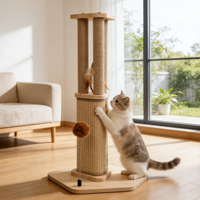 Griffoir d'angle personnalisé pour chat avec jouets interactifs à bille pour chats d'intérieur