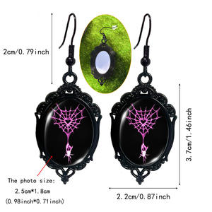 Cross-Border Halloween Retro Love Bug Gemstone Pendientes negros Bloody Spider Web Pendientes de gota redondos con piedra de <span class=keywords><strong>diamante</strong></span> - Product Image 5