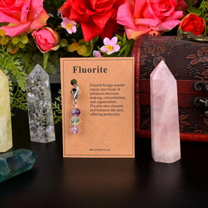 Vente en gros de porte-clés en pierres précieuses naturelles, porte-clés avec différentes perles de cristal - Product Image 5