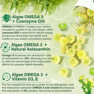 Водоросли без сахара, омега-3, жевательные мармеладки из растительного масла водорослей EPA & <span class=keywords><strong>DHA</strong></span> CoQ10, без сахара - Product Image 5