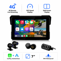Écran pour moto avec CarPlay M24 7 pouces 4G, diffusion en direct à distance, affichage de la vitesse GPS, double caméra DVR, CarPlay moto