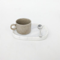 NANWEI Tasse à thé en marbre brun naturel en pierre sculptée pour cadeau ou cuisine