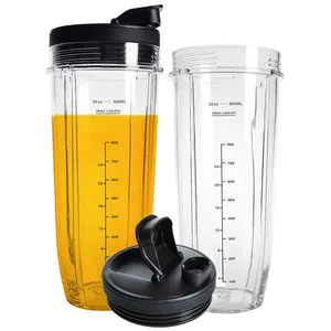 Piezas de repuesto para licuadora, paquete de 2 tazas de 32 onzas con tapas de sello Sip N para licuadora nilin-ja de 900w y 1000w, oferta de Amazon