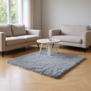 พรมปูพื้นทรงสี่เหลี่ยมผืนผ้าแบบนุ่ม ขนาด 5x7 ฟุต สีเทาอ่อน ผลิตจากโพลีเอสเตอร์ ขนสั้น สำหรับห้องนั่งเล่น - Product Image 2