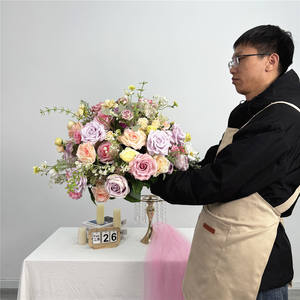 Boules de fleurs artificielles réalistes DKB, roses en soie, centre de table fait main pour mariage, décorations de table en vrac, 45 cm - Product Image 3