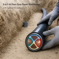 Câble d'alimentation basse tension 0,6-1 kV à quatre conducteurs, isolé XLPE, conducteur en cuivre, gaine en PVC pour la construction