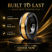 8mm Sandgestrahlter Silber-Wolframring - Zweifarbig Gold Innen Einzelner Schwarzer CZ Ehering Individuell Gravierter Herrenschmuck