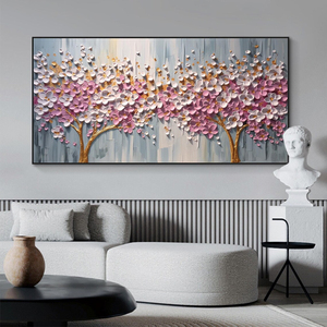 Mintura grande tela fatta a mano astratta 3D coltello albero pittura a olio moderna decorazione per la casa arte della parete paesaggio personalizzato - Product Image 1