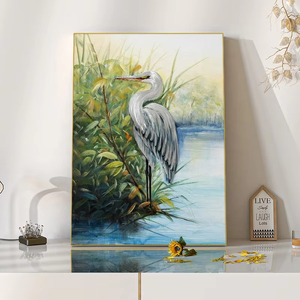 Grue, peinture à l'huile 100% peinte à la main, art mural pour la maison, chambre à coucher, salon, peinture décorative, peinture animale suspendue - Product Image 5