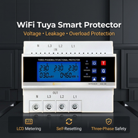 Protecteur de tension automatique triphasé intelligent réglable 63A avec contrôle WiFi par application et écran LCD, protection contre les surtensions et les sous-tensions