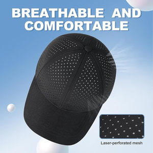 Casquette de baseball décontractée en toile pour homme, style sportif, respirante, réglable, à 6 panneaux, avec trous latéraux découpés au laser, style camionneur, à fermeture snapback - Product Image 5