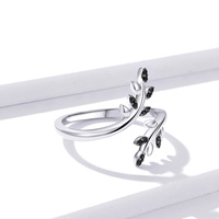 Bague en argent S925, branches d'arbre et feuilles simples, bracelet rétro, noir, personnalité, nouvelle collection, BSR129