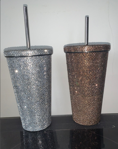 <strong>Luxury</strong> Bling Stainless Steel Tumbler Full Rhinestone Diamond Coffee <strong>Water</strong> <strong>Bottle</strong> with Lids for Parties and Office Use - Product Image 5