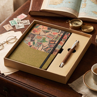 Ensemble cadeau stylo et carnet imprimé vintage avec logo personnalisé, emballage cadeau d'entreprise pour les fêtes