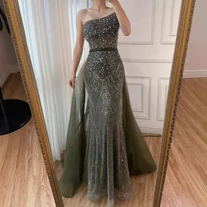 Order Online Olive Green Evening Dresses Crystal Embellished Elegance |  Alibaba.com
